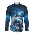 New Zealand Matariki Long Sleeve Button Shirt Pigeon Kereru Maori Fern Art