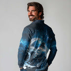New Zealand Matariki Long Sleeve Polo Shirt Pigeon Kereru Maori Fern Art