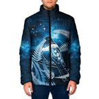 New Zealand Matariki Padded Jacket Pigeon Kereru Maori Fern Art