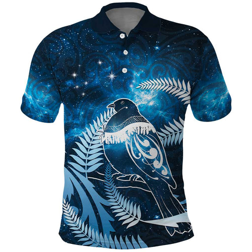 New Zealand Matariki Polo Shirt Pigeon Kereru Maori Fern Art