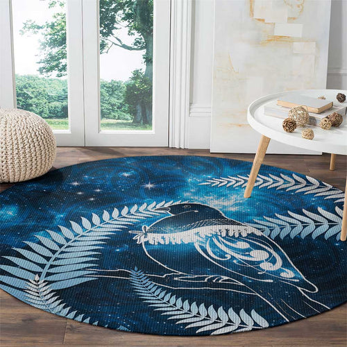 New Zealand Matariki Round Carpet Pigeon Kereru Maori Fern Art