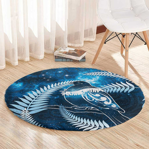 New Zealand Matariki Round Carpet Pigeon Kereru Maori Fern Art