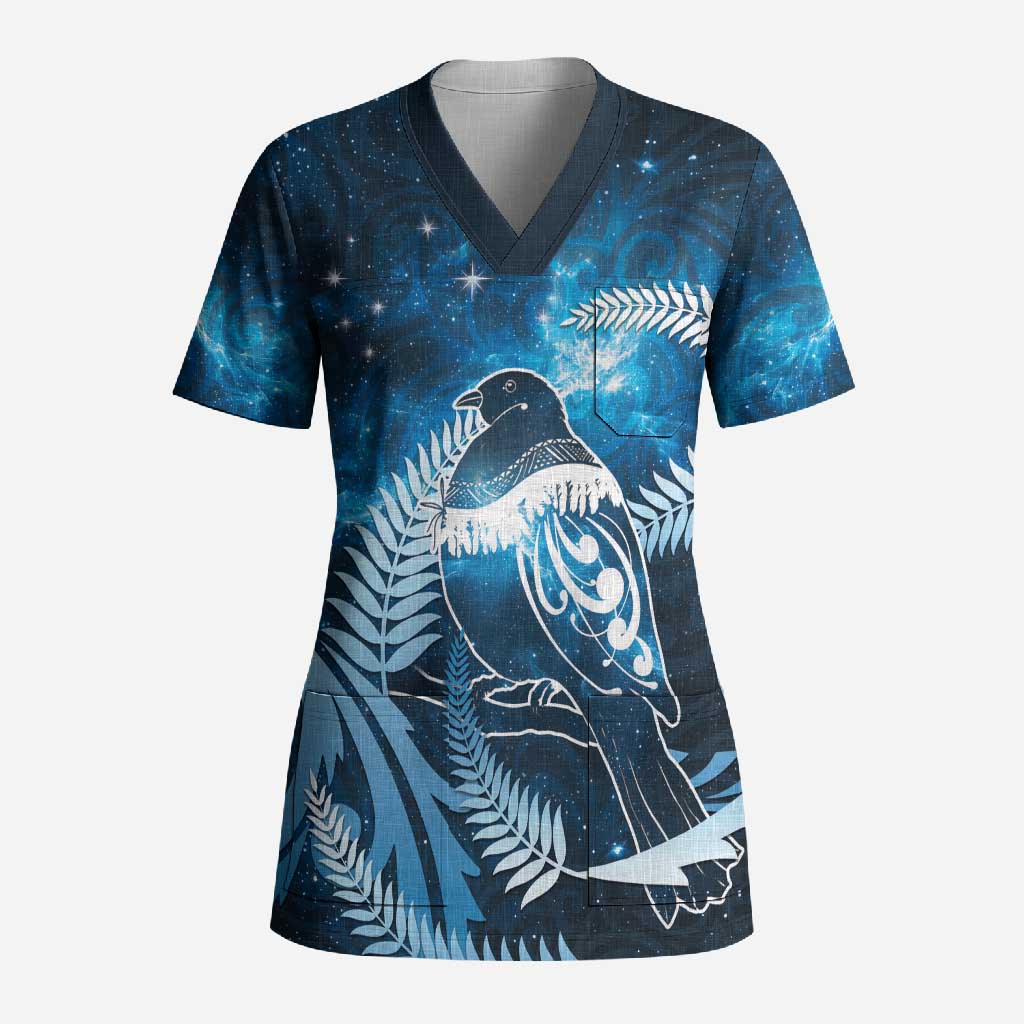 New Zealand Matariki Scrub Top Pigeon Kereru Maori Fern Art