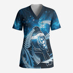 New Zealand Matariki Scrub Top Pigeon Kereru Maori Fern Art