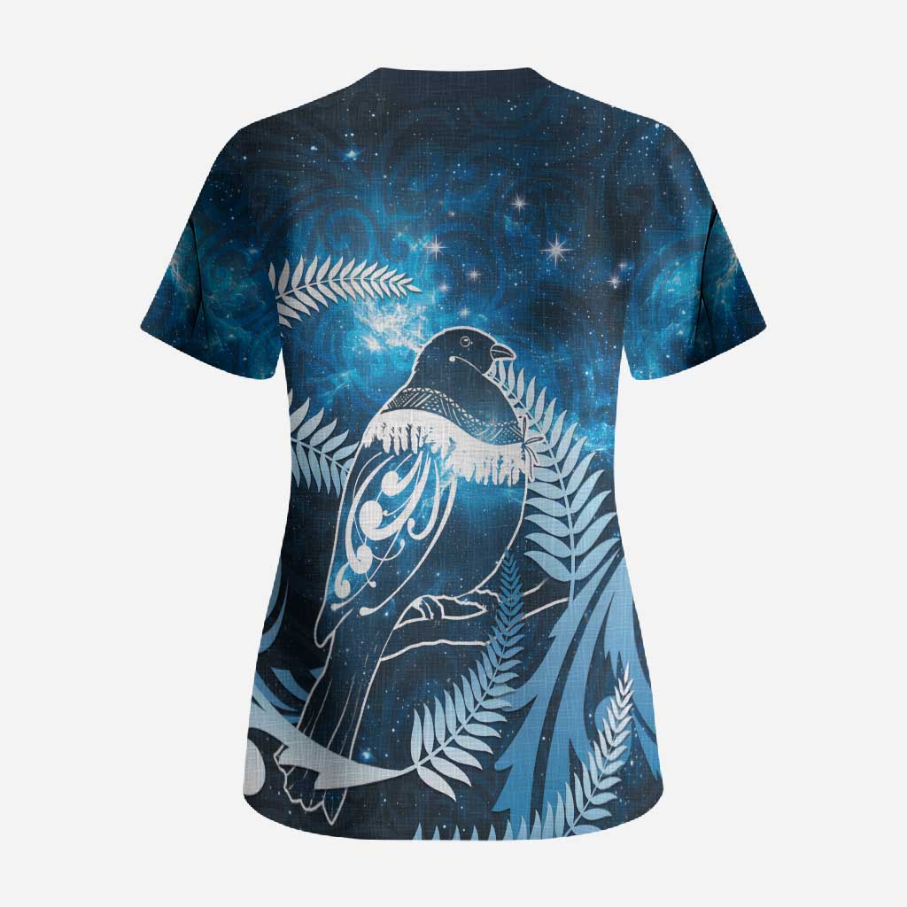 New Zealand Matariki Scrub Top Pigeon Kereru Maori Fern Art