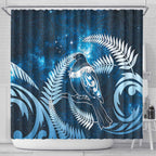 New Zealand Matariki Shower Curtain Pigeon Kereru Maori Fern Art