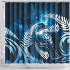 New Zealand Matariki Shower Curtain Pigeon Kereru Maori Fern Art