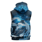 New Zealand Matariki Sleeveless Hoodie Pigeon Kereru Maori Fern Art
