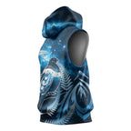 New Zealand Matariki Sleeveless Hoodie Pigeon Kereru Maori Fern Art
