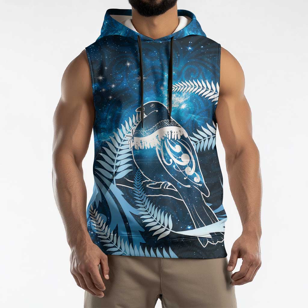 New Zealand Matariki Sleeveless Hoodie Pigeon Kereru Maori Fern Art