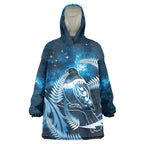 New Zealand Matariki Wearable Blanket Hoodie Pigeon Kereru Maori Fern Art