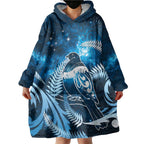 New Zealand Matariki Wearable Blanket Hoodie Pigeon Kereru Maori Fern Art