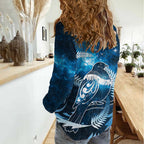 New Zealand Matariki Women Casual Shirt Pigeon Kereru Maori Fern Art