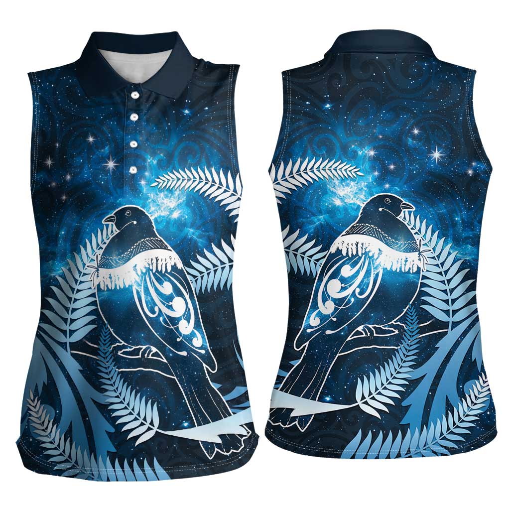 New Zealand Matariki Women Sleeveless Polo Shirt Pigeon Kereru Maori Fern Art