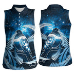 New Zealand Matariki Women Sleeveless Polo Shirt Pigeon Kereru Maori Fern Art
