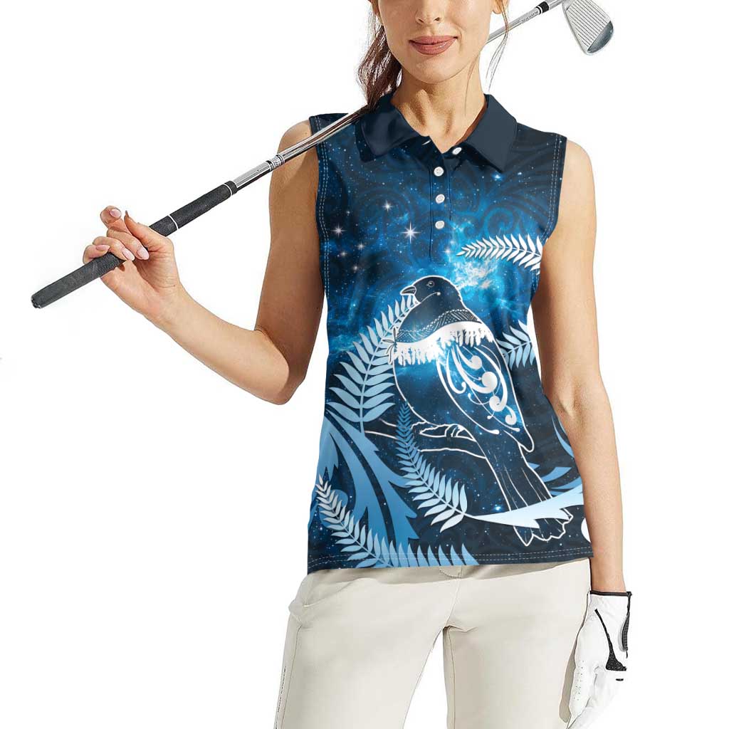 New Zealand Matariki Women Sleeveless Polo Shirt Pigeon Kereru Maori Fern Art