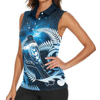 New Zealand Matariki Women Sleeveless Polo Shirt Pigeon Kereru Maori Fern Art