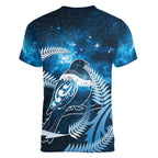 New Zealand Matariki Women V-Neck T-Shirt Pigeon Kereru Maori Fern Art