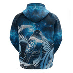 New Zealand Matariki Zip Hoodie Pigeon Kereru Maori Fern Art