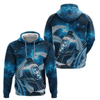 New Zealand Matariki Zip Hoodie Pigeon Kereru Maori Fern Art