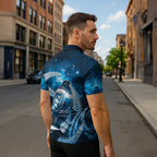 New Zealand Matariki Zipper Polo Shirt Pigeon Kereru Maori Fern Art