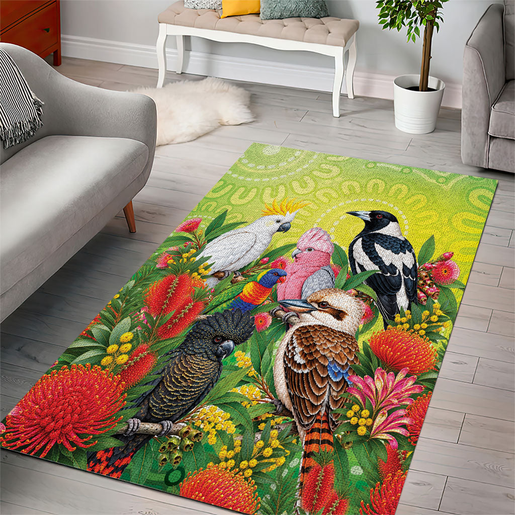 Australian Native Birds Area Rug Art Dot Painting Pattern