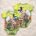 Australian Native Birds Baby Onesie Art Dot Painting Pattern