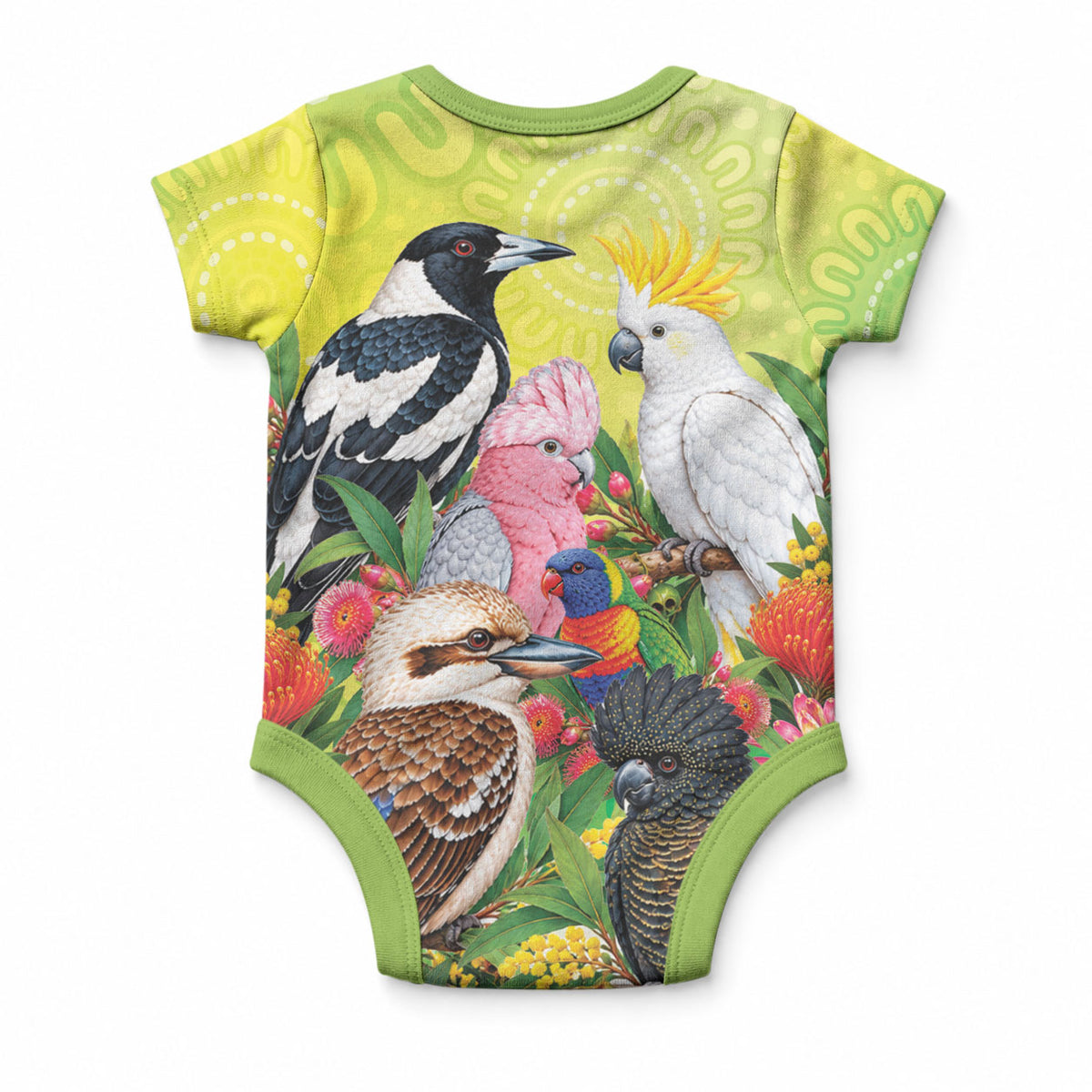 Australian Native Birds Baby Onesie Art Dot Painting Pattern