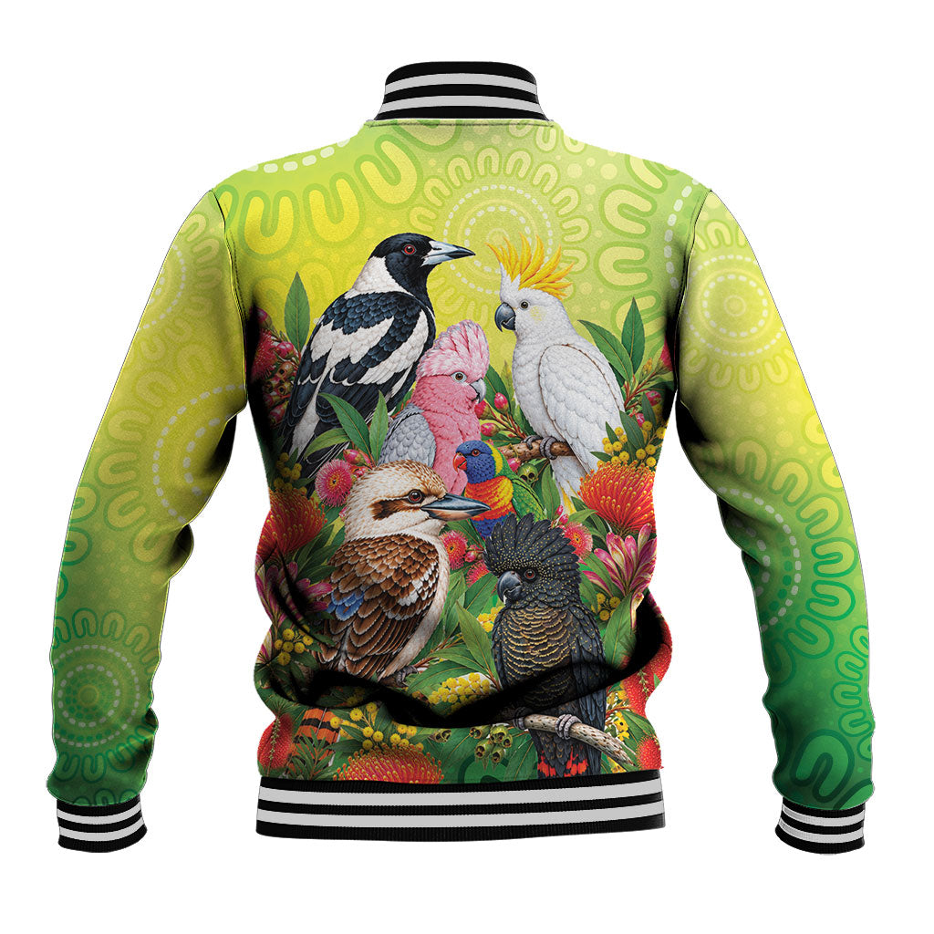 Australian Native Birds Baseball Jacket Art Dot Painting Pattern