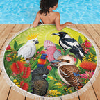Australian Native Birds Beach Blanket Art Dot Painting Pattern