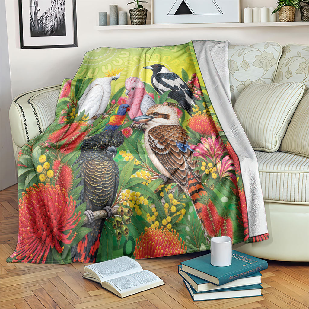 Australian Native Birds Blanket Art Dot Painting Pattern