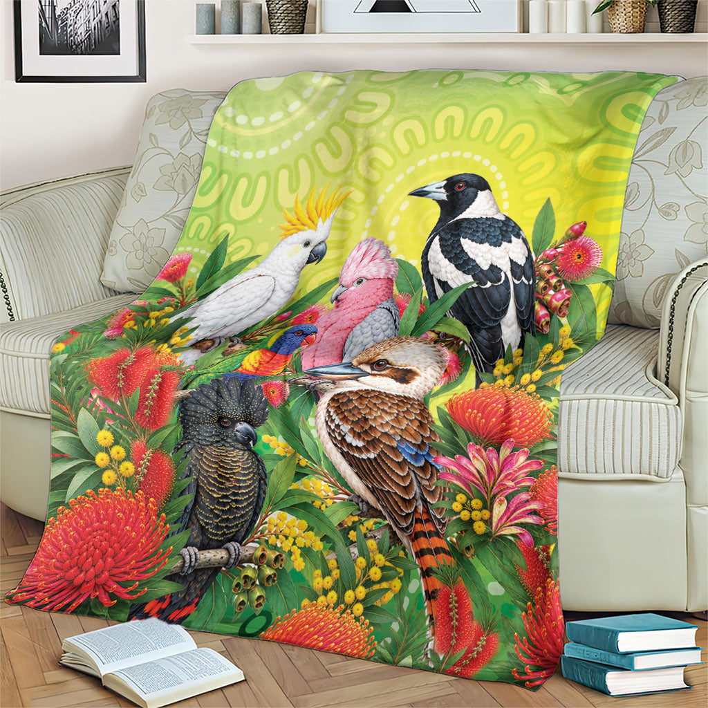 Australian Native Birds Blanket Art Dot Painting Pattern