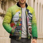 Australian Native Birds Bomber Puffer Jacket Art Dot Painting Pattern