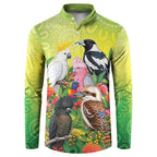 Australian Native Birds Button Sweatshirt Art Dot Painting Pattern