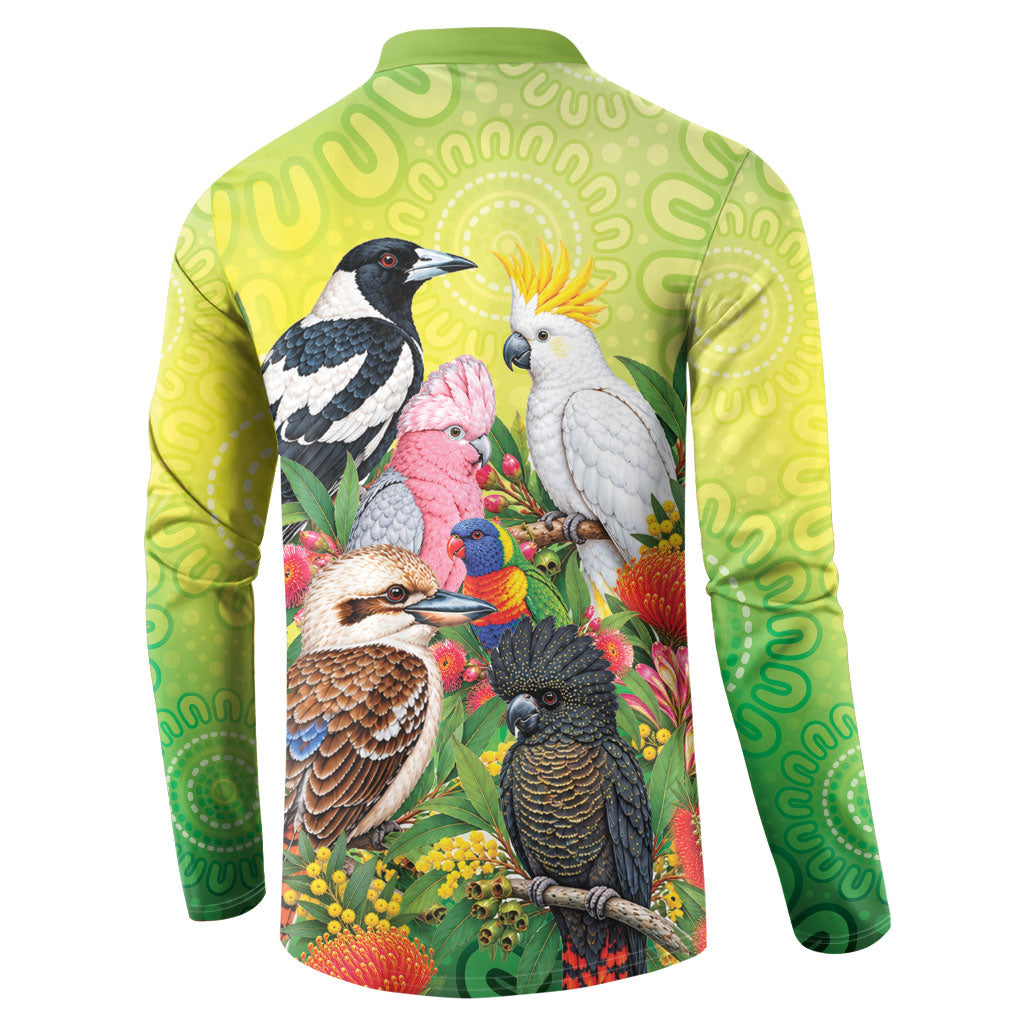 Australian Native Birds Button Sweatshirt Art Dot Painting Pattern