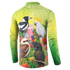 Australian Native Birds Button Sweatshirt Art Dot Painting Pattern