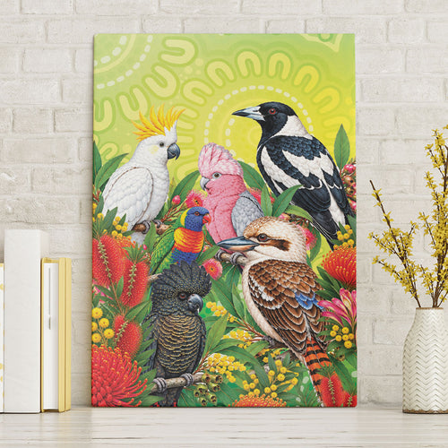 Australian Native Birds Canvas Wall Art Art Dot Painting Pattern
