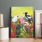 Australian Native Birds Canvas Wall Art Art Dot Painting Pattern