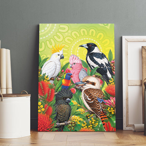 Australian Native Birds Canvas Wall Art Art Dot Painting Pattern