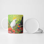 Australian Native Birds Ceramic Mug Art Dot Painting Pattern
