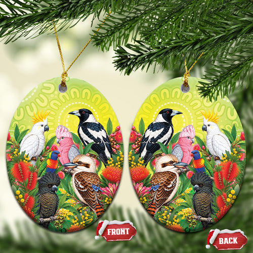 Australian Native Birds Ceramic Ornament Art Dot Painting Pattern