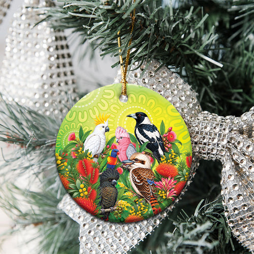 Australian Native Birds Ceramic Ornament Art Dot Painting Pattern