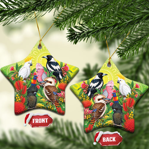 Australian Native Birds Ceramic Ornament Art Dot Painting Pattern