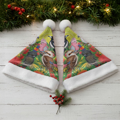 Australian Native Birds Christmas Santa Hat Art Dot Painting Pattern