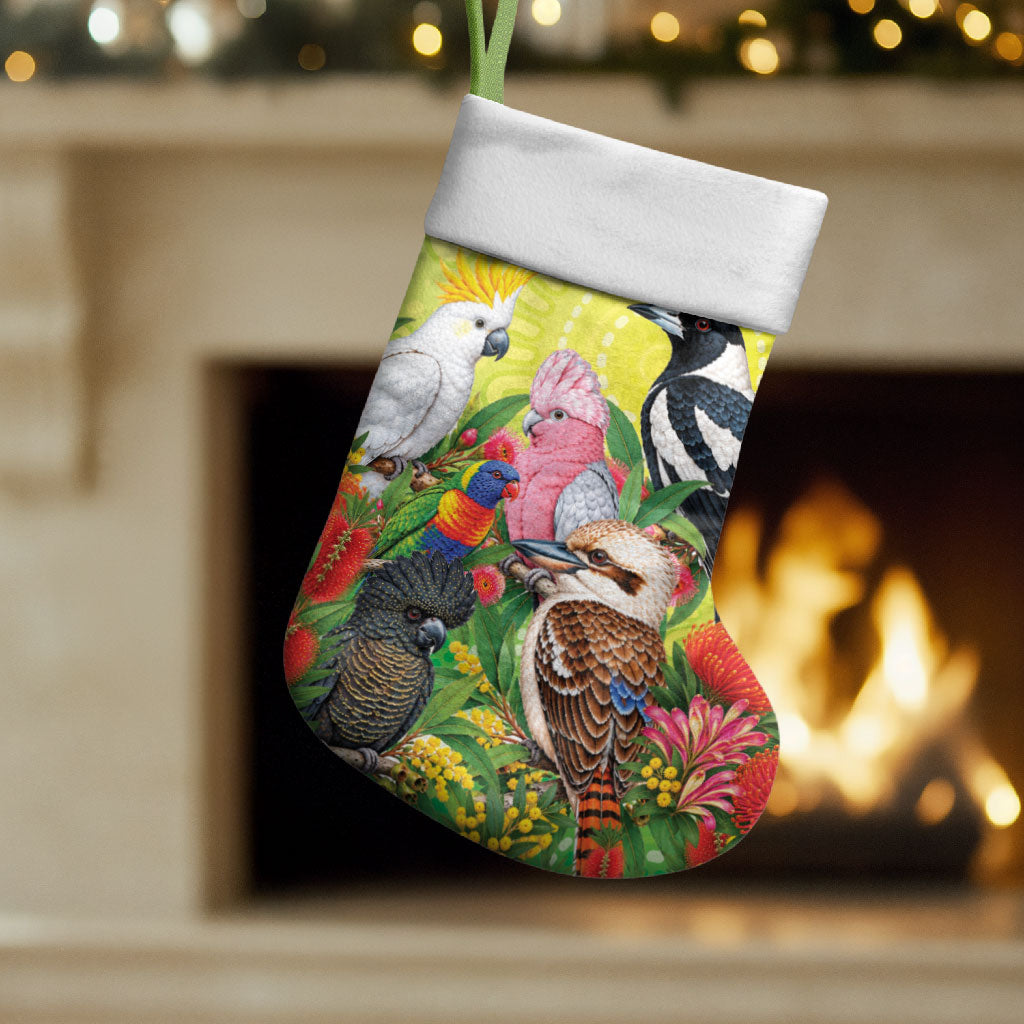 Australian Native Birds Christmas Stocking Art Dot Painting Pattern