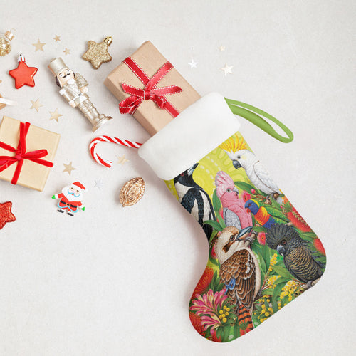 Australian Native Birds Christmas Stocking Art Dot Painting Pattern