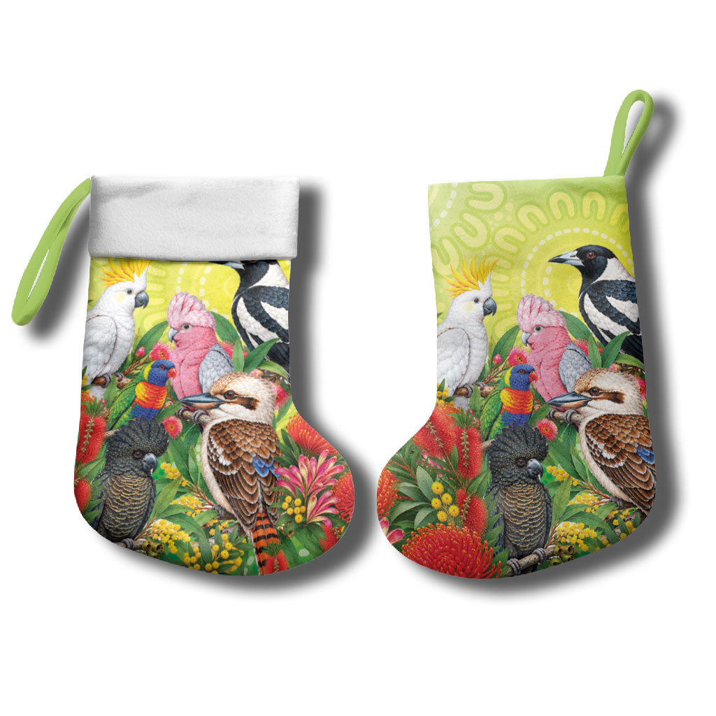 Australian Native Birds Christmas Stocking Art Dot Painting Pattern