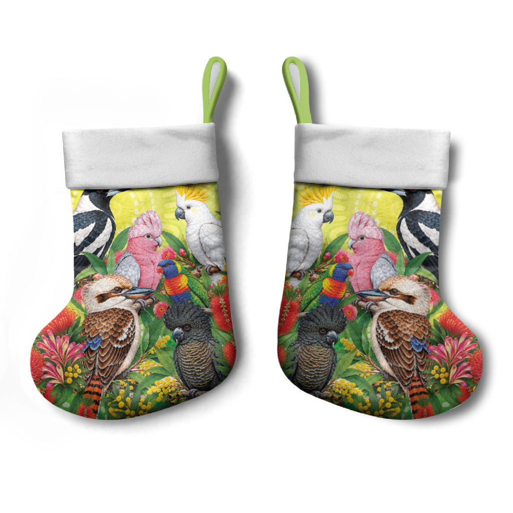 Australian Native Birds Christmas Stocking Art Dot Painting Pattern