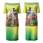 Australian Native Birds Couples Matching Puletasi and Hawaiian Shirt Art Dot Painting Pattern