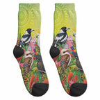 Australian Native Birds Crew Socks Art Dot Painting Pattern